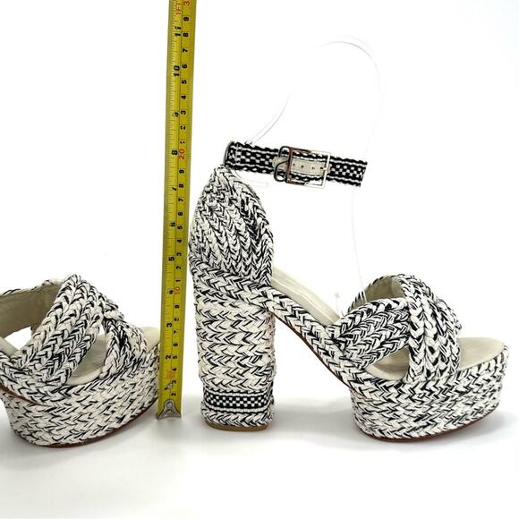 Antolina Paris Barbara Platform High Heel Sandal Sz 10 White Black Woven Cotton - Picture 8 of 16